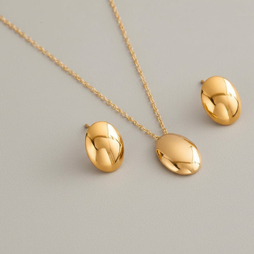 Geometric Oval Jewelry Set