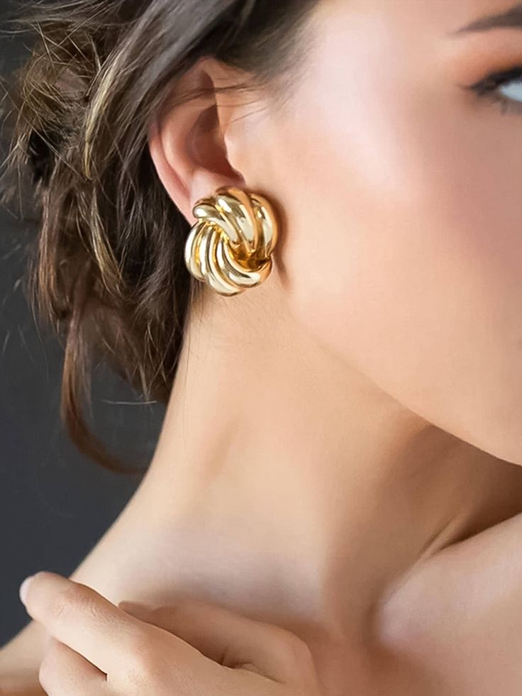Gold Plated 18K Gold Circular Triangle Earrings