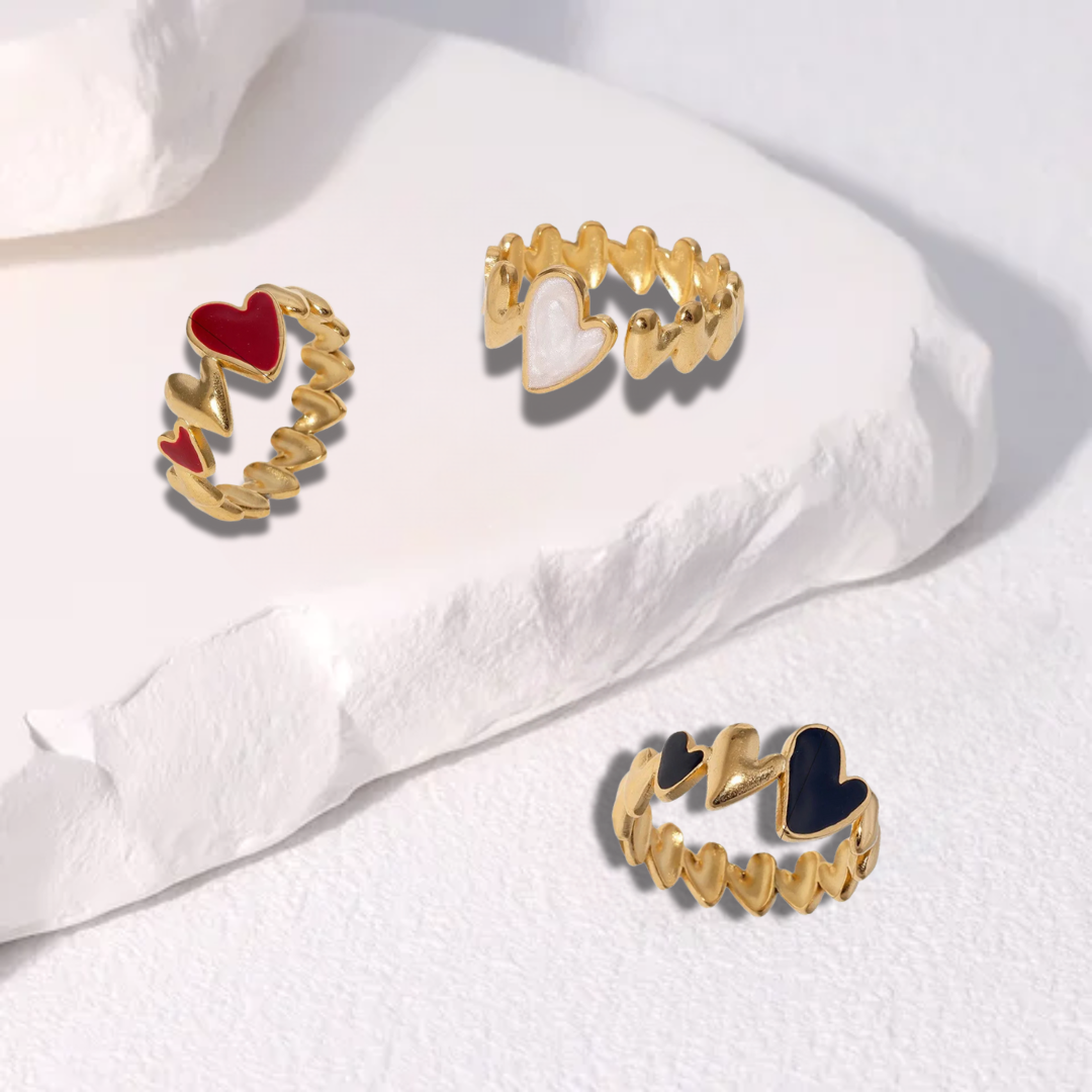 Real Gold Plated 18K Gold  Heart Open Rings