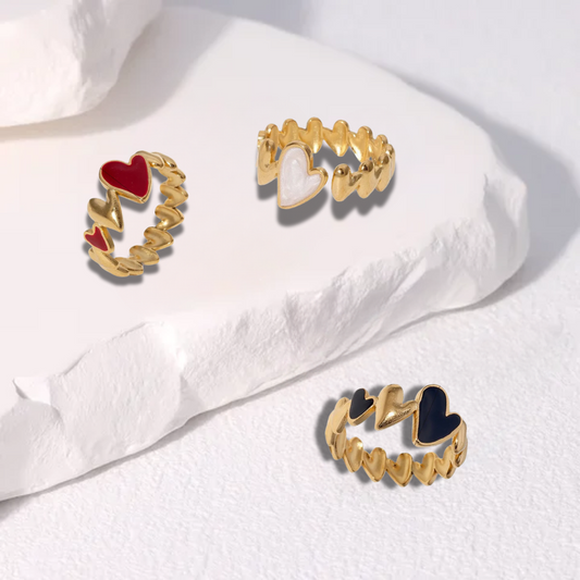 Real Gold Plated 18K Gold  Heart Open Rings