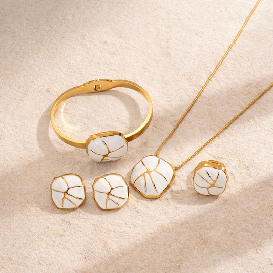 Jewelry Elegant French Style Stainless Steel 18K Gold Plated Jewelry Sets