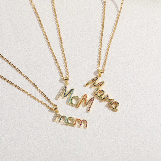 MAMA Letter Zircon Necklace
