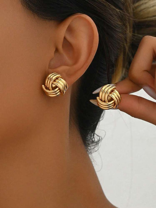 Gold Plated 18K Gold Circular Triangle Earrings